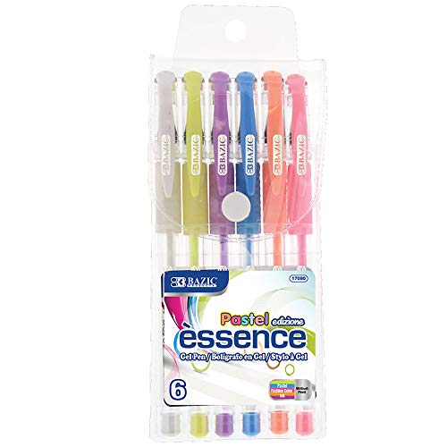Bazic Essence Gel Pen 0.8Mm Pastel Color, Comfort Grip Acid Free Smooth Writing For Drawing Coloring Greeting Card Art Gift (6/Pack), 1-Pack #TOP16