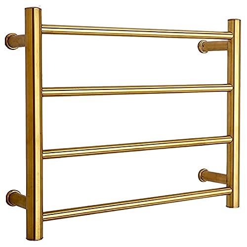 Toallero eléctrico de 4 barras en acero inoxidable oro cepillado de 58W para pared de baño