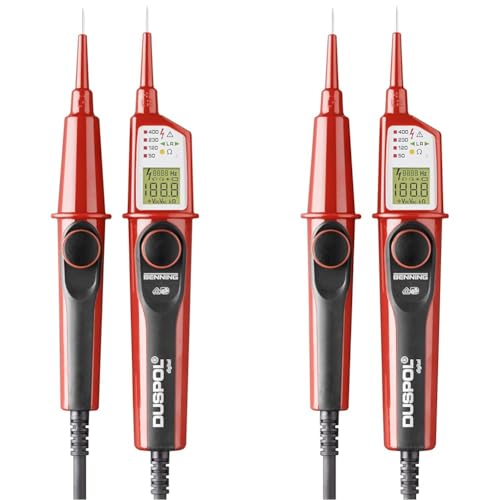 BENNING DUSPOL digital Digitaler True RMS Spannungsprüfer (Prüfart 2-polig, Spannungsmessbereich 1 V - 1000 V AC/ 1200 V DC, Durchgangsprüfung) 50263 (Packung mit 2)