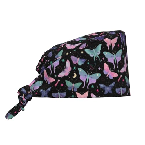 Image of Working Cap Scrub Cap with Sweatband Adjustable Unisex Tie Back Hat for Cleaning Farm Nursing