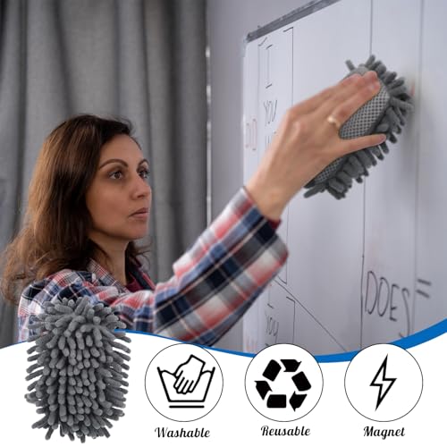 Image of Sherr 18 Pcs Microfiber Shag Magnetic Dry Erase Erasers Washable Whiteboard Eraser Bulk Colorful White Board Eraser for Chalk Markers Home Office(Gray)