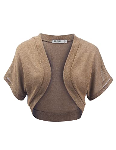 Image of Lock and Love Women's Versatile Open Front Lightweight Short Sleeve Bolero Shrug
