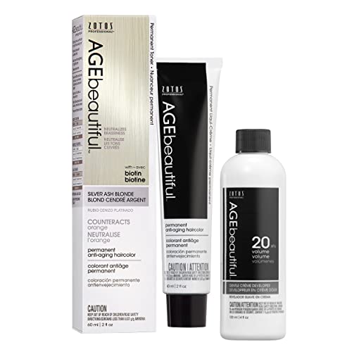 Image of AGE beautiful Permanent Hair Color Cream, 100% Gray Coverage Hair Dye with Biotin Anti-Aging Formula for Fuller, Thicker Hair, Professional Salon Quality