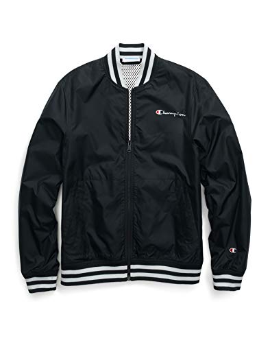 Champion Men's Satin Baseball Jacket, Black 550261, X Small
