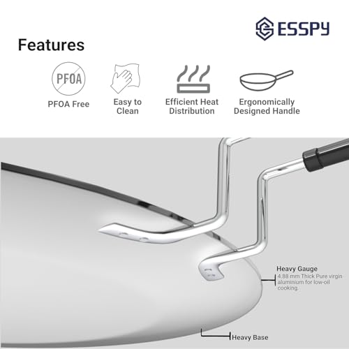 Image of Esspy 11inch /28cm Tri-Ply Honeycomb Stainless Steel Non-Stick Tawa for Roti & Dosa, Metal Utensil Safe, Induction & Gas Compatible, Even Heat, PFOA-Free, Chapati /Paratha Tawa