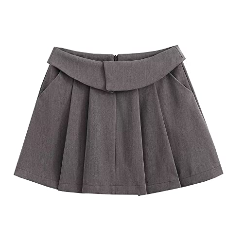 Womens Short Skirts - Pleated Skirt Women Mini Skirts Woman Fashion High Waist Skirts for Women Streetwear Pocket