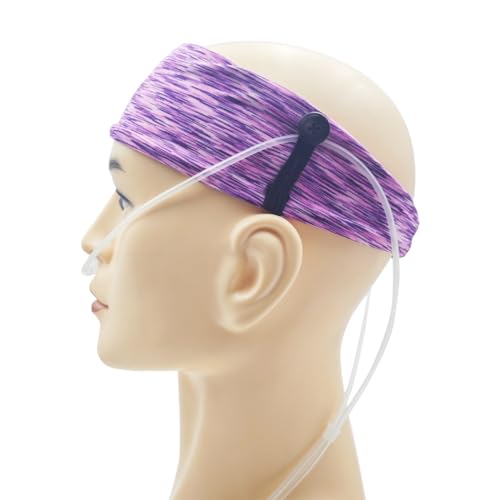 MAGNEECH Comfortable Ear Protectors for Oxygen Tubing - Cannula Headband Hairband | Elevate Your Oxygen Experience, Secure Fit to Prevent Ear Soreness (Purple stripes)