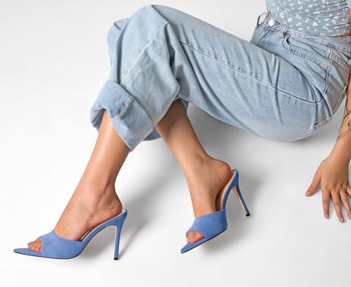 Image of TNYNFBEB Womens Stiletto High Heel Pointed Open Toe Sandals Mules Shoes Slingback Slip-on Prom Party Dress Summer 3.9 Inches Heels