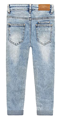 Kidscool Space Kids Rasgado Buracos Fashion Faixa elástica interna jeans slim, Azul, 9-10 anos