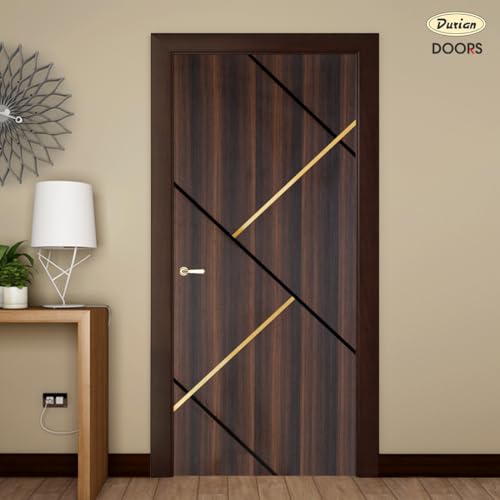 Image of Durian Wooden Door for Home and Bathroom |Laminate Finish |Termite-Resistant & Anti-Warping | 5'' Resize Option |Dark Walnut Color| 30mm Thickness |(Frame Not Included) |32 * 90 Inch (2.7x7.5Ft)