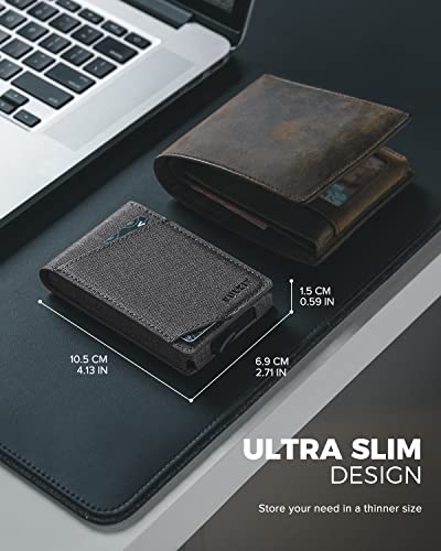 Image of VULKIT Pop Up Wallet for Men, Credit Card Holder Minimalist Slim Bifold Wallets RFID Blocking with Gift Box, Grey, slim, Minimalist