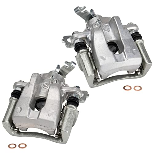 Image of TRQ Rear Brake Caliper Set Zinc Coated Hardware Compatible with 2009-2010 Pontiac Vibe 2009-2019 Toyota Corolla 2009-2013 Matrix