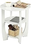 Round End Table with Storage Shelf,3 Tier Modern Side Table, Sofa Recliner Side Table,Accent Coffee Table,Nightstand for Living Room Bedroom for Small Spaces,19.7" D x 21.7" H (White)