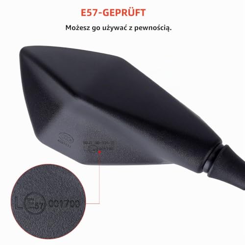 Cretassion E57 Homologowane lusterka wsteczne, 1 para lusterek motocyklowych bocznych obrót, lusterka motocyklowe M10 do skuterów ATV Moped Motocykle Rowery Roller