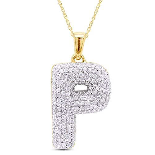 Savearth Diamonds 1 Carat Lab Created Moissanite Diamond Initial P Pendant Necklace In 14K Yellow Gold Plated 925 Sterling Silver Jewelry For Women With 18" Chain (G-H Color, 1.00 Cttw) #TOP13