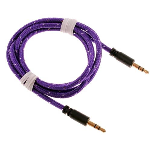Cable Auxiliar Jack 3.5mm Trenzado Morado 1 Metro