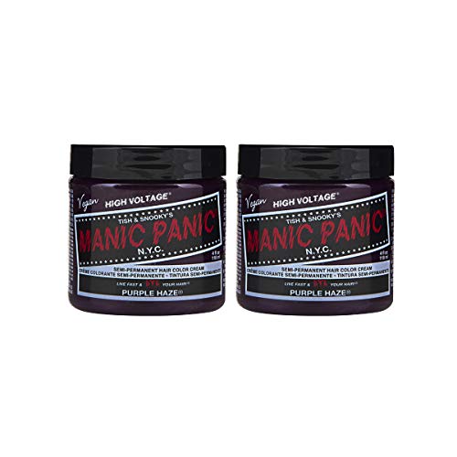 Manic Panic Semi-Permament Haircolor Purple Haze 4 Ounce Jar (118ml) (2 Pack)