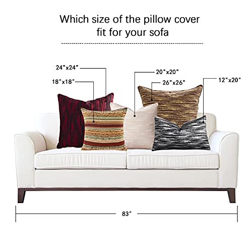 Hocomo Retro Stripe Throw Pillow Covers, Bohemian Square Pillow Shells With Hidden Zipper, Decorative Pillowcase Cushion Cover For Sofa Couch Bed, Jacquard Colorful Stripes Green,26 X 26 Inch(2Pc) #TOP4