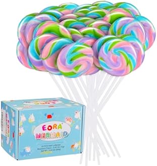 Rainbow Twisty & Swirl Lollipops 32pk, Mermaid Lollipops Candy Individually Wrapped Bulk, Unicorn Candy Swirl Lollipop Suckers, Unicorn Birthday, Blueberry Flavor