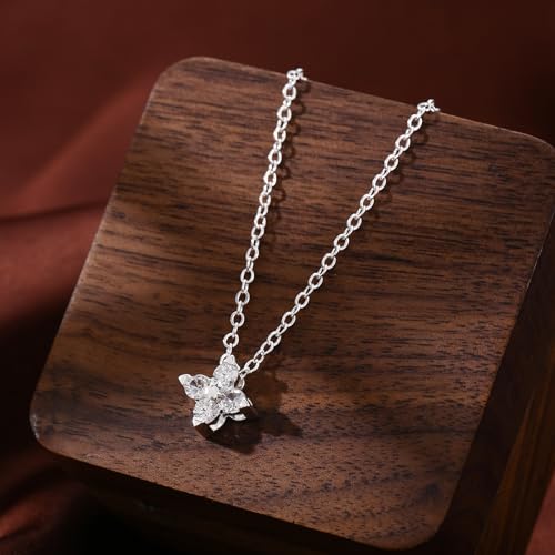 Image of Gold Silver Necklace for Women, Dainty Cubic Zirconia Pendant