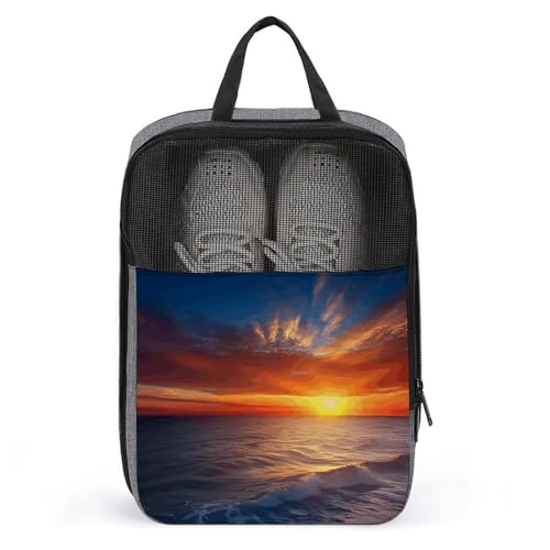 Sac à chaussures imprimé mer au design suspendu élégant et couleur gris moderne