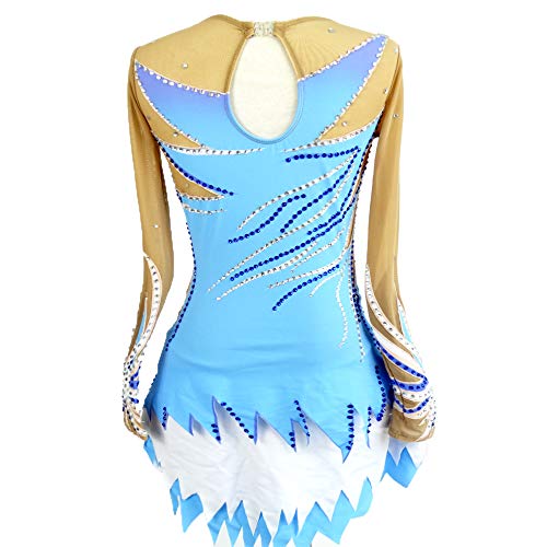 LIUHUO Collant feminino de ginástica aeróbica para meninas vestido de ginástica azul percussivo rítm