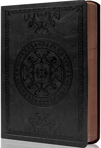 CAGIE Leather Vintage Journal for Men Soft Cover 256 Lined Pages Notebook 180 Lay Flat for Writing Travel Diary, 5.7'' X 8.3'', Black