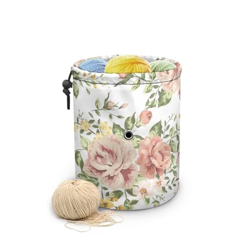 Image of Sellikakes Bright Flower Yarn Bag Knitting Storage Bag, Small Crochet Bag Knitting Organizer Yarn Storage Knitting Bags, Store Skein Ball, Needles Accessories