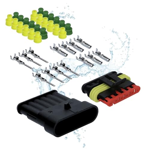 Kalitec KALI-1006 AMP Superseal Set 6 pôles I Connecteur automobile 1,50 mm² I étanche IP67 I Connecteur rapide résistant à l'huile en polyamide renforcé de fibres de verre pour voiture, moto