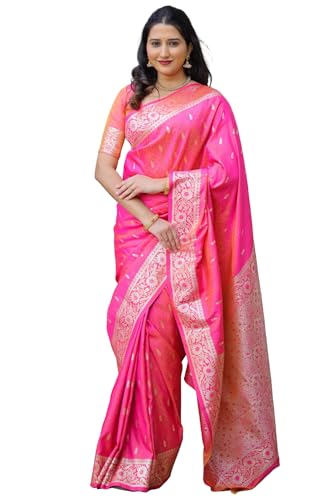 Image of SGF11 Women's Kanjivaram Pure Soft Silk Saree For Women Pure Golden Zari With Blouse Piece