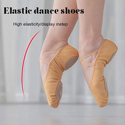 JUODVMP Stretch Canvas Ballet Shoes for Girls/Toddlers/Kids/Women Ballet Slippers Ballet Flats Yoga Dance Shoes,Model TJBL3