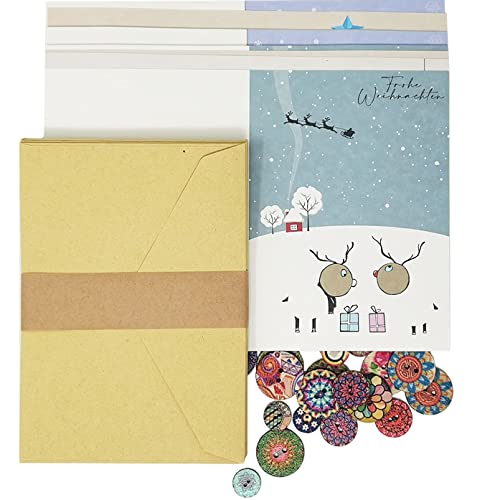 24 x Weihnachtskarten mit Holzknöpfen - Karte aus recyceltem Papier. (24 Karten) Cover