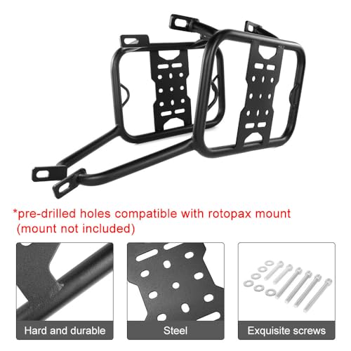 Porta alforjas Xitomer para motocicleta KLR650 2022-2026 y KLR650 Adventure, estructura de tubo de hierro negro resistente a la corrosión miniatura 2