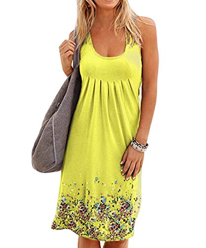 AELSON Womens Summer Casual Sleeveless Mini Printed Vest Dresses2