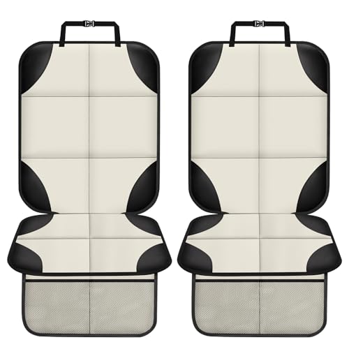 Image of XHYANG Car Seat Protector 1 Pack Car Seat Cushion Mat Thickest Padding,Waterproof 600D Fabric Car Seat Covers for Non-Slip Backing Mesh Pockets for Baby and Pet (Beige, 2 Pcs)
