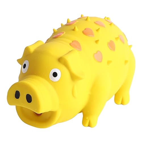 Qcwwy Schweineform Latex Haustier Kauspielzeug Langlebige Angst Interaktives Hund Kauen Spielzeug für Welpen Hunde Bildungsdesign Zum Training von Kauenkraft für Hunde und Katzen Gelb