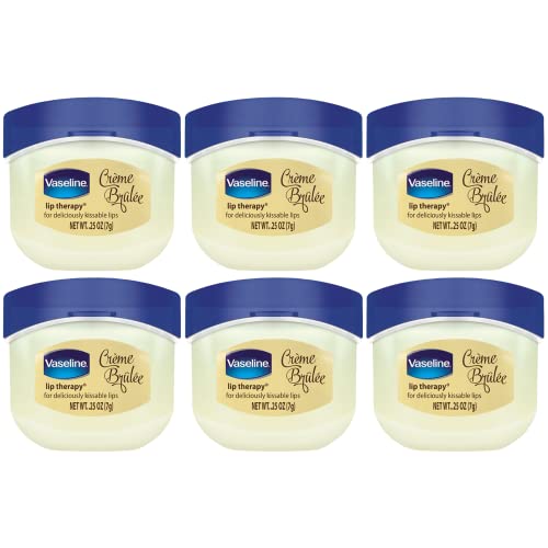 Vaseline Lip Therapy Creme Brulee Mini, White Petrolatum, Advanced Moisturizer, Relieves Dull and Dry Skin, Mini Vaseline Petroleum Jelly, Soft & Smooth Vaseline Lips (Pack of 6 - 0.25 Oz Ea)â¯Â 