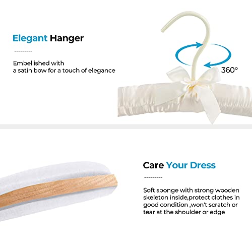 Js Hanger JS-EB01-IW Padded Hanger For Sweaters - 17 Inch Extra Large Heavy Duty Satin Covered Coat Hangers No Shoulder Bump thumb #3