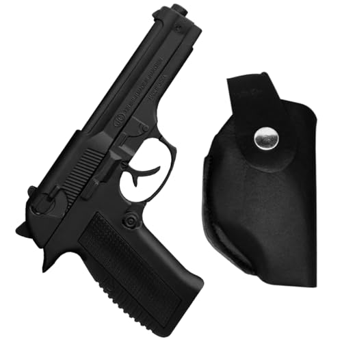Image of 608 Lighter with Barrel Pull Back Heavy Metal Made Black Color Gun Shape Gas Lighter with PU Holster | Loading Feature Dummy Gun Jet Flame Butane Refillable Lighter