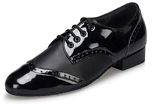 Honeystore Men's Lace-up Dance Shoes Splice PU Leather Modern Tango Jazz Ballroom Latin