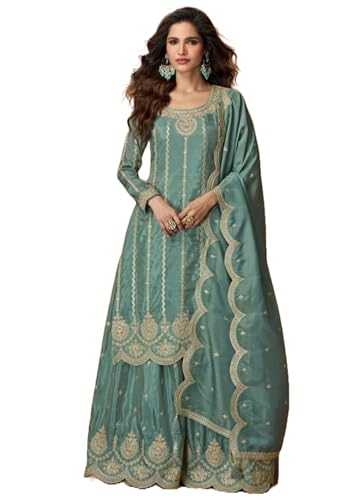 Costume indien Simar en organza brodé tenue idéale pour mariages et grandes fêtes