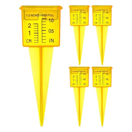 Vhjlfig 5 piezas 13.5x4 cm medidor de lluvia pluviómetros al aire libre medidor de agua de jardín reutilizable herramienta de medición exterior césped, amarillo brillante