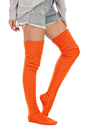 Image of Leoparts Women's Cable Knitted Thigh High Boot Socks Extra Long Winter Stockings Over Knee Leg Warmers