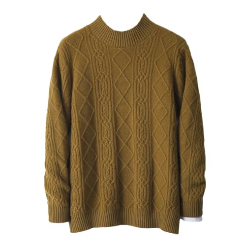 Men's and Winter Thickened Cold-Proof Half Turtleneck Jumper Merino Wool Knit Sweater Loose Pullover Top