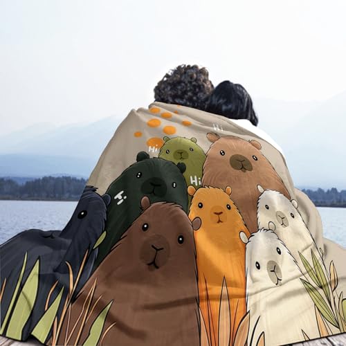 Couverture flanelle chaude et moelleuse motif Capybara mignon