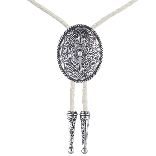 Image of GelConnie Floral Bolo Tie for Men Womens Bolo Tie Necklace Native American Black Men's Bolo Ties Western Cowboy Bolero Ties