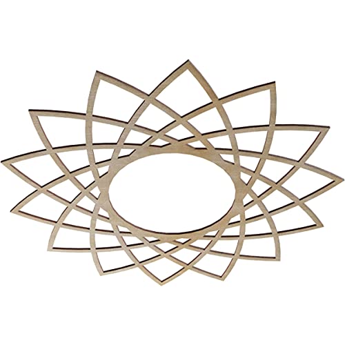Image of Ekena Millwork 32 inchOD x 12 3 /8 inchID x 1 /4 inchT Eleanor Wood Fretwork Pierced Ceiling Medallion, Hickory
