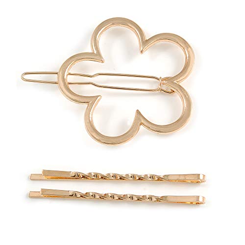 Barrettes à cheveux torsadées et fleur dorée en lot de pinces élégantes