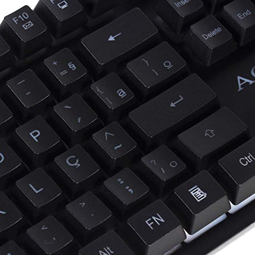 Kit Teclado Semi Mecânico Gamer Multimídia Abnt2 Led Rgb com Mouse 2400dpi Laser Usb Óptico para Pc