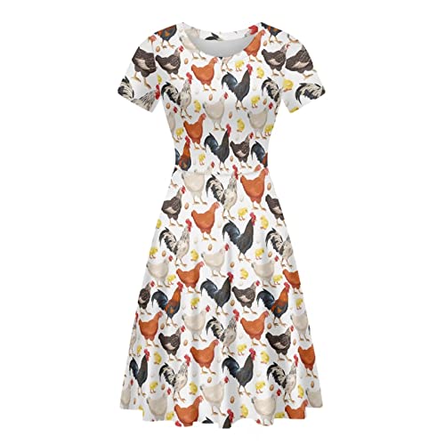 Image of Biyejit Women's Summer Casual Short Sleeve T-Shirt Swing Dress Crew Neck Plus Size S-4XL